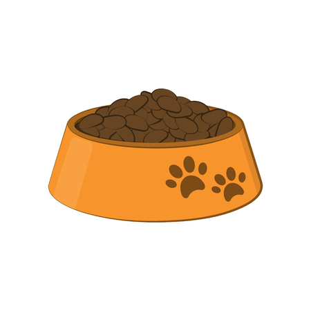 Bowl with food for the dog and cat. Icon of plastic dish with animal feed. Isolated image on white backgroundのイラスト素材