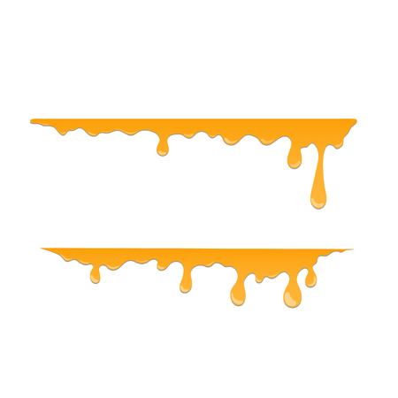 Horizontal drops of honey, Isolated caramel spot illustration.のイラスト素材