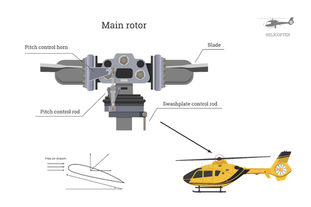 Blueprint of main rotor of helicopter. Industrial drawing of gearbox part. Detailed isolated image of craft propellerのイラスト素材