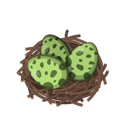 Dinosaurs nest with eggs in isometric style. Isolated image of jurassic monstersのイラスト素材