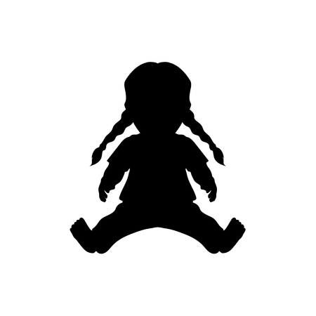 Black silhouette of doll. Kids toy for little girl. Isolated iconの写真素材