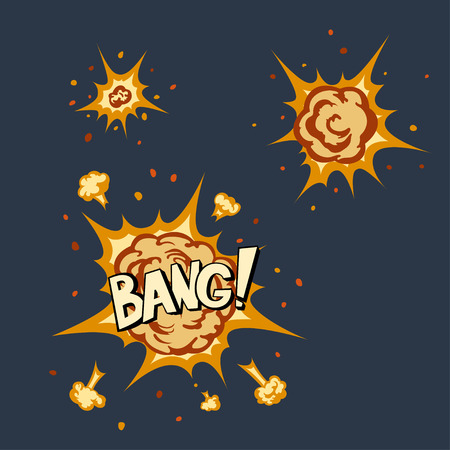 Explosion animation in cartoon style. Isolated image of comic blast. Bang iconのイラスト素材