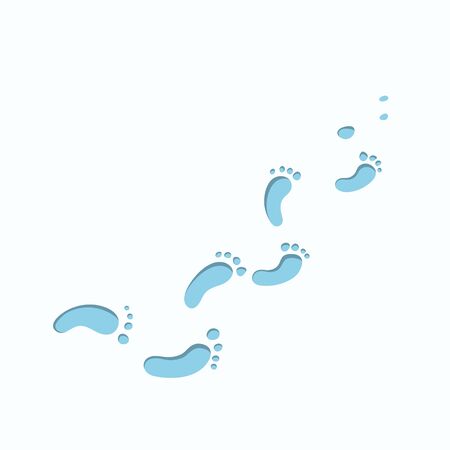 Footprint in cartoon style.  Footpath of bigfoot. Yeti path in isometric view. Winter landscape. Vector illustrationのイラスト素材