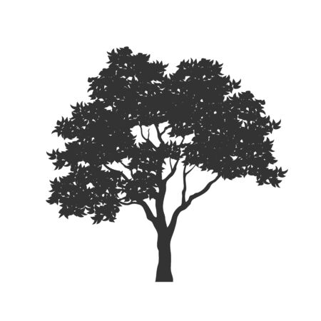 Black silhouette of tree. Forest plant isolated image. Nature landscape element. Vector illustrationのイラスト素材