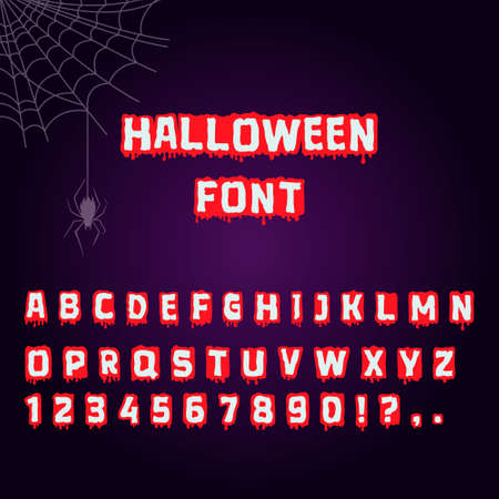Halloween font. Blood letter for horror text. Cartoon scary alphabet. Monster abcのイラスト素材