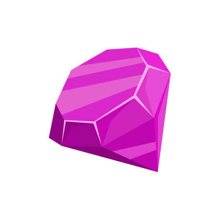 Cartoon purple gem. Isolated crystal for GUI. Mobile game gemstone. Luxury iconのイラスト素材
