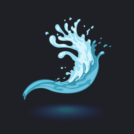 Water wave game asset. Cartoon aqua splash. 2d whirlpool. Liquid surge ui elementのイラスト素材