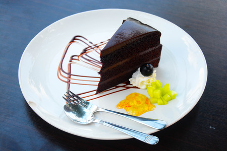 Chocolate Cake On White Plate
