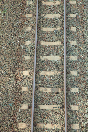 Top view of railway track at Thailandの写真素材