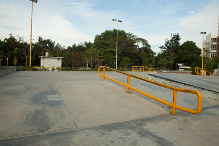 Outdoor concrete skateboard ramp at the parkの写真素材