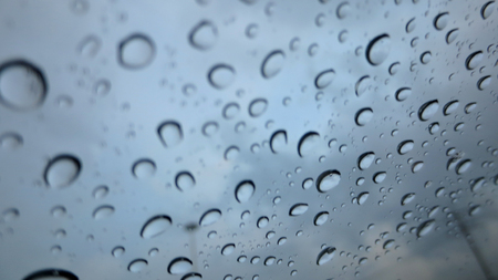 Water drops on car surface, water drop on glassの写真素材