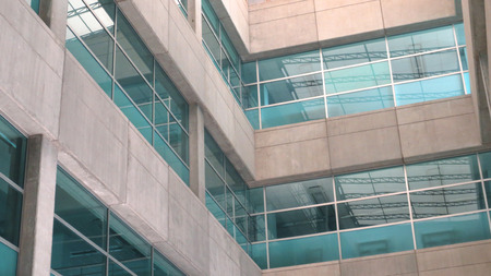 Glass wall in the modern office building