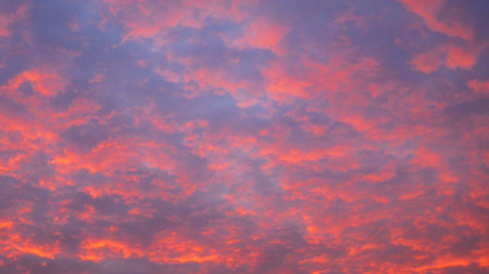 Purple sunset sky and clouds at twilight timeの写真素材