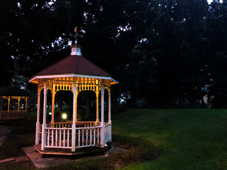 beautiful Pavilion garden at night in Thailandの写真素材