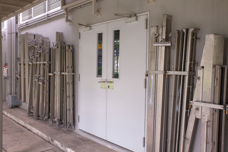 Swinging door at storage room at thailandの写真素材