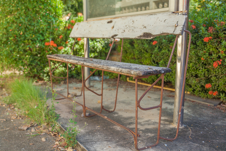Old bench in the garden at thailandの写真素材
