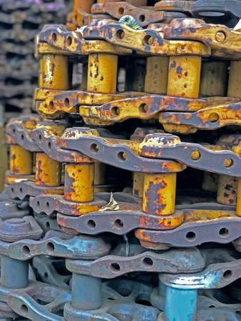 stacked of Old steel Tractor tire  in Thailandの写真素材