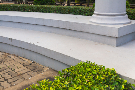 Outdoor stone seat at roman design styleの写真素材