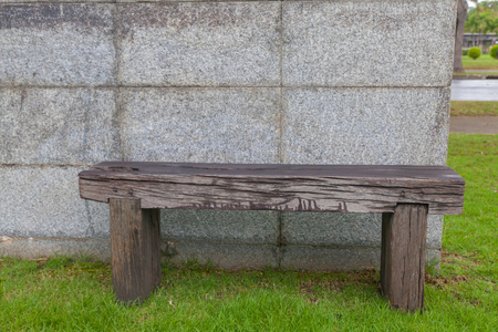 outdoor Old wood bench in the parkの写真素材