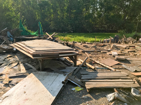 old and abandoned House demolition site, construction area