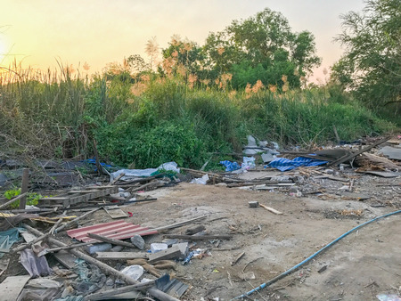 Old house completely destroyed in construction siteの写真素材