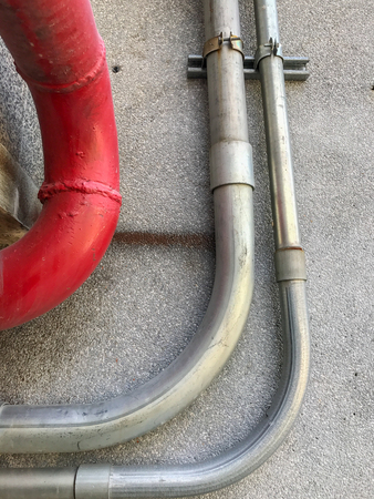 colorful of pipe under the modern building