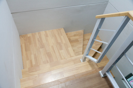 wooden staircase in modern house at thailandの写真素材