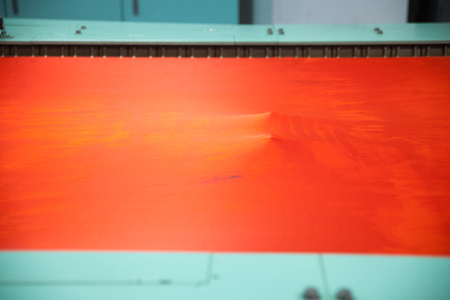 orange raw cotton in factory,cotton yarn in a textile mill.の写真素材