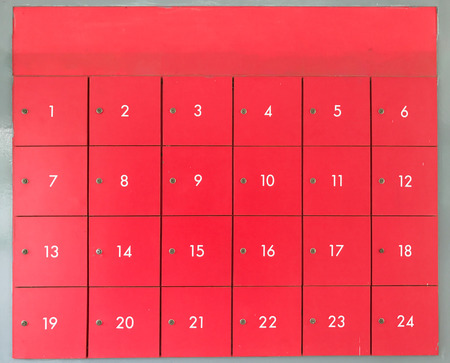 indoor red locker box in Thailand,mail lockerの写真素材