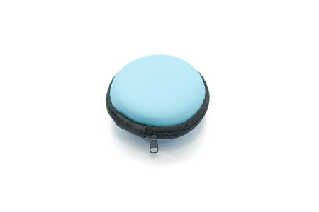 round protection bag with zipper isolated on whiteの写真素材