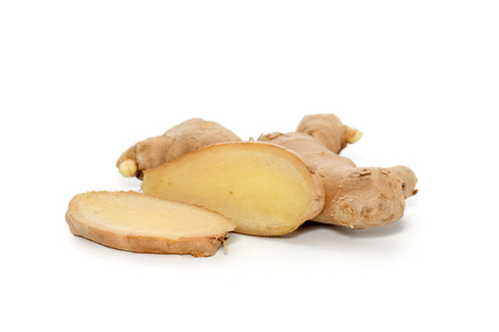 close up of ginger isolated on white backgroundの写真素材
