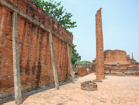 damage of the temple at Ayutthaya, Thailand.の写真素材