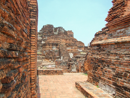 damage of the temple at Ayutthaya, Thailand.の写真素材