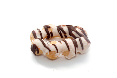 close up of colorful doughnut isolated on white backgroundの写真素材