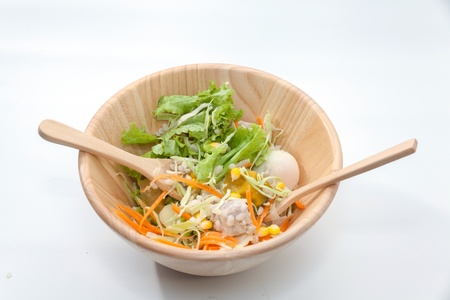 close up of health grain salad with sauceの写真素材