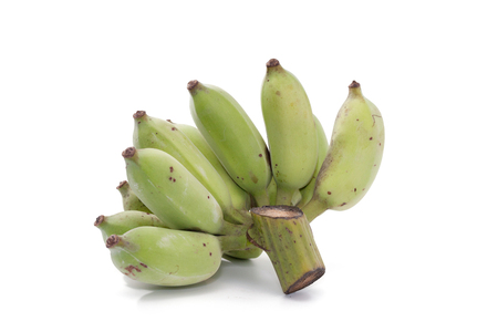 close up of green banana on white backgroundの写真素材
