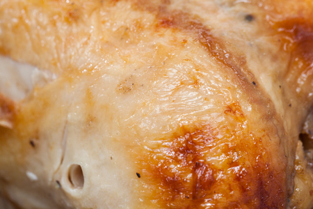 close up of roast chicken on plateの写真素材