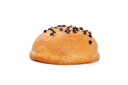 Chocolate Chips Coffee Bun isolated on white backgroundの写真素材