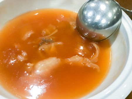 close up of Chinese Sharks Fin Soup Brown Sauceの写真素材