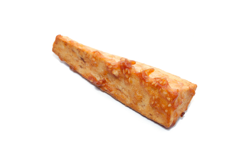 deep fried sliced taro on white backgroundの写真素材