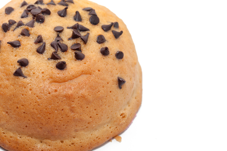 Chocolate Chips Coffee Bun isolated on white backgroundの写真素材