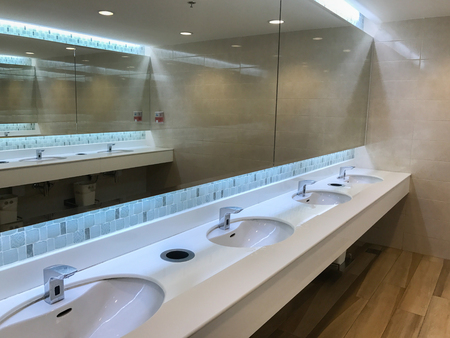  Faucet and glass in clean modern toiletの写真素材