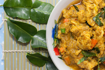 Thai spicy Food,Fried chilly paste with pork on bowlの写真素材