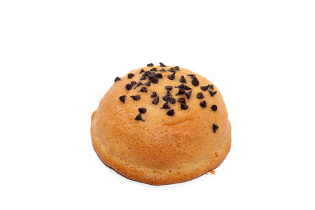 Chocolate Chips Coffee Bun isolated on white backgroundの写真素材