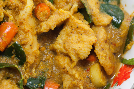 Thai spicy Food,Fried chilly paste with pork on bowlの写真素材