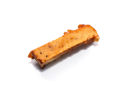 deep fried sliced taro on white backgroundの写真素材