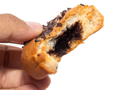 hand holding Chocolate Chips Coffee Bun