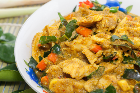 Thai spicy Food,Fried chilly paste with pork on bowlの写真素材