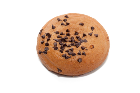 Chocolate Chips Coffee Bun isolated on white backgroundの写真素材