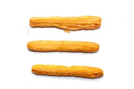 corn cheese stick isolated on white backgroundの写真素材